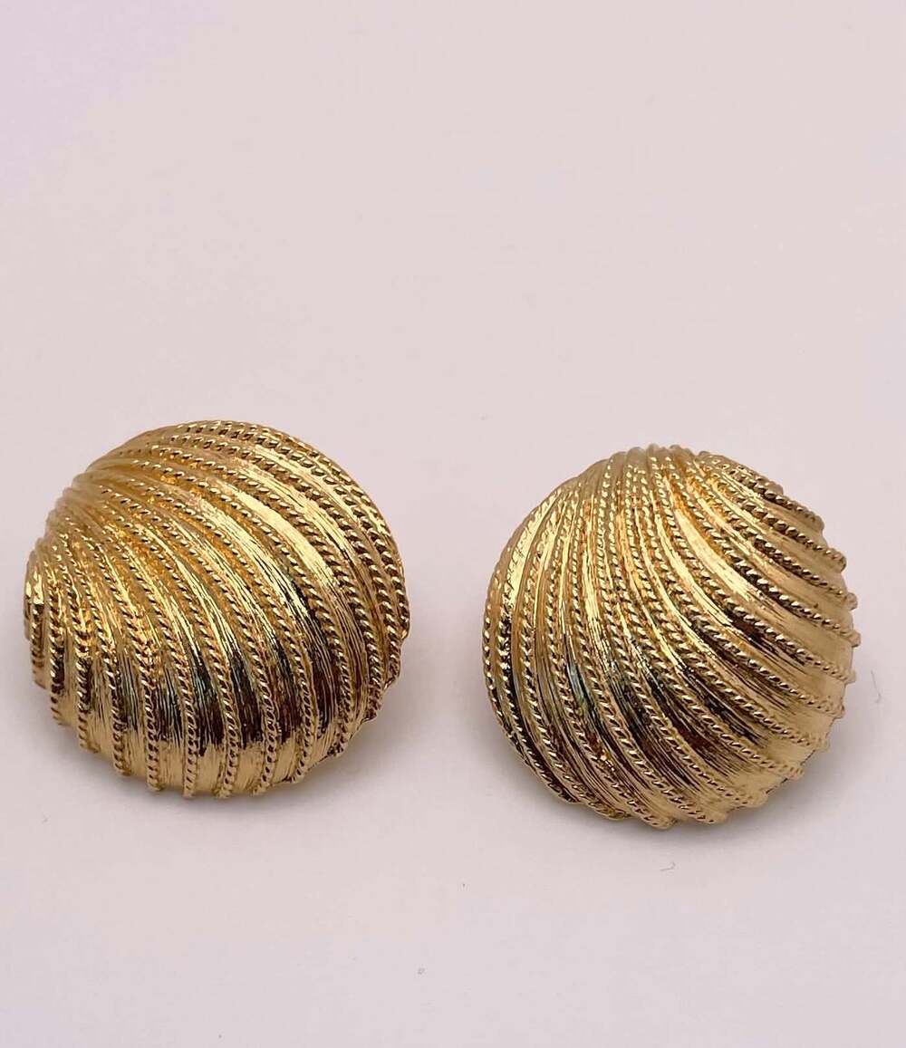 Vintage Napier Gold-Tone Dome Button Post Earrings